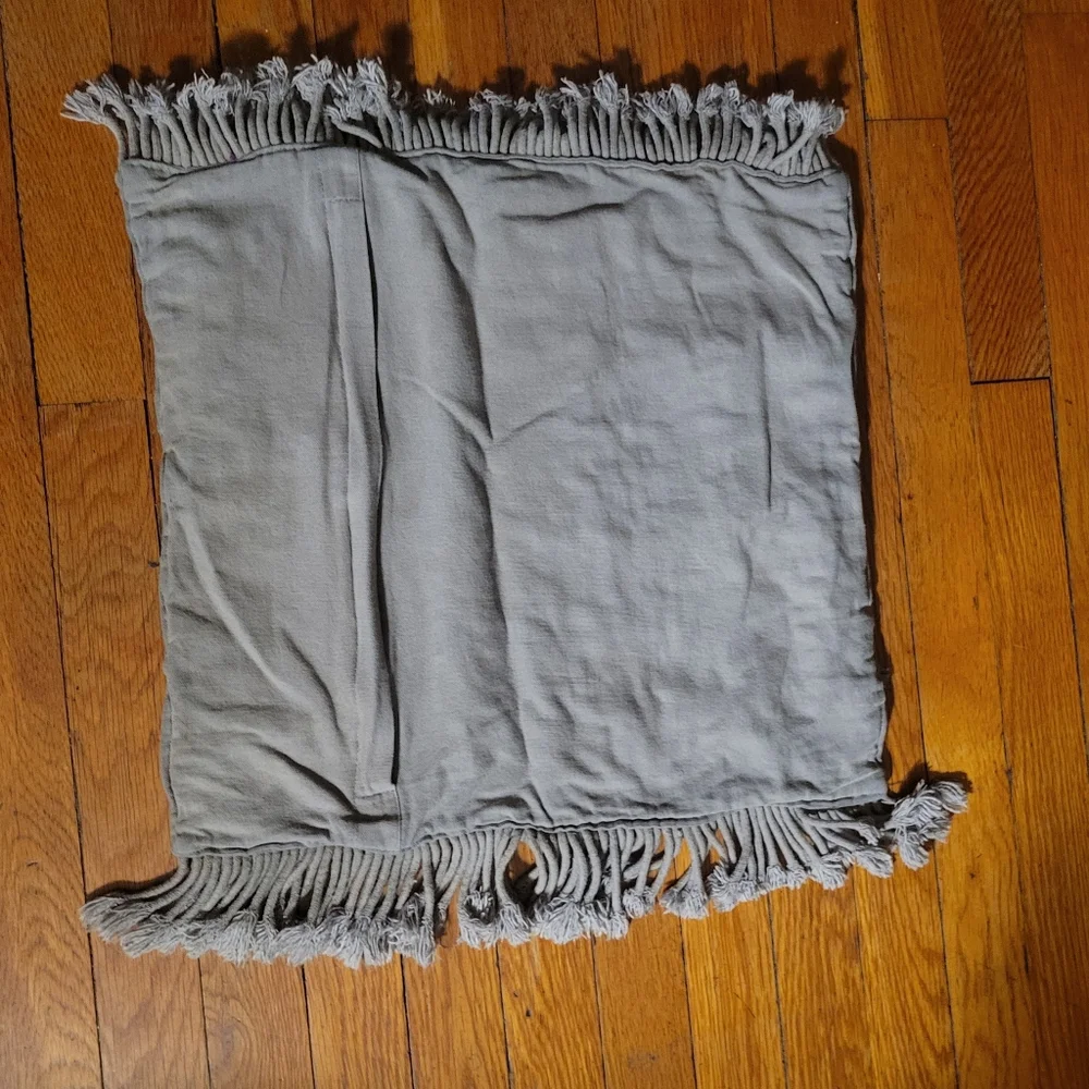 Macramé Fiber Art Hand Made Gray Throw Pillow Cover